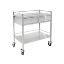 Stainless Steel  Trolley Large Double Shelf Including  Two Drawers 3028