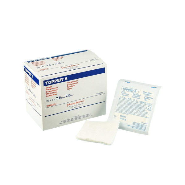 Topper 8 Swabs 7.5 X 7.5cm Sterile, Pack of 5 X 25