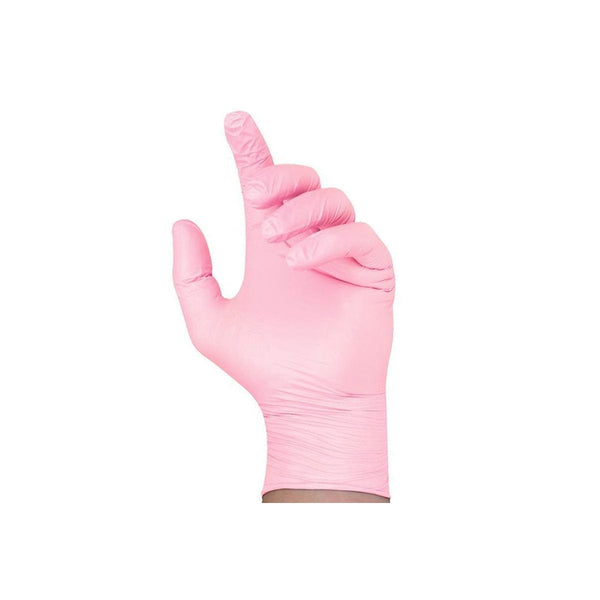 Pink Nitrile Powder Free Gloves, pack of 100