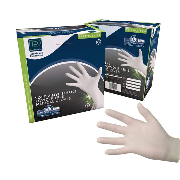 Sterile Premier Soft Vinyl Powder Free Gloves 50 Pairs